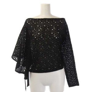 Chanel Black Eyelet Knit Top - Size 46, Large